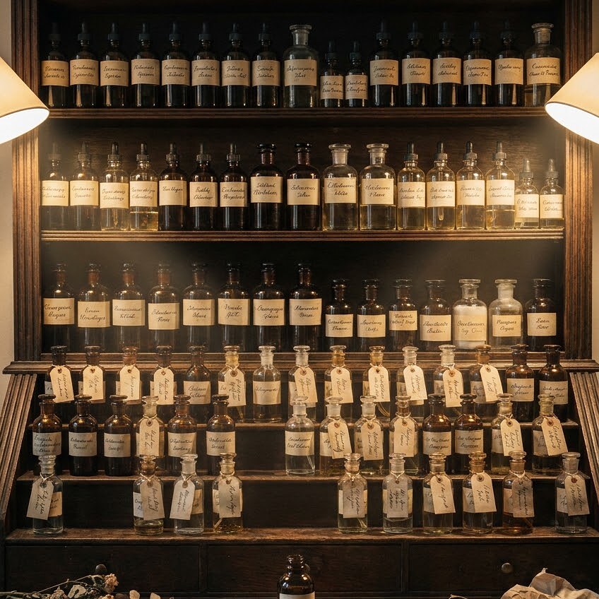Velora bottle beside dried botanicals